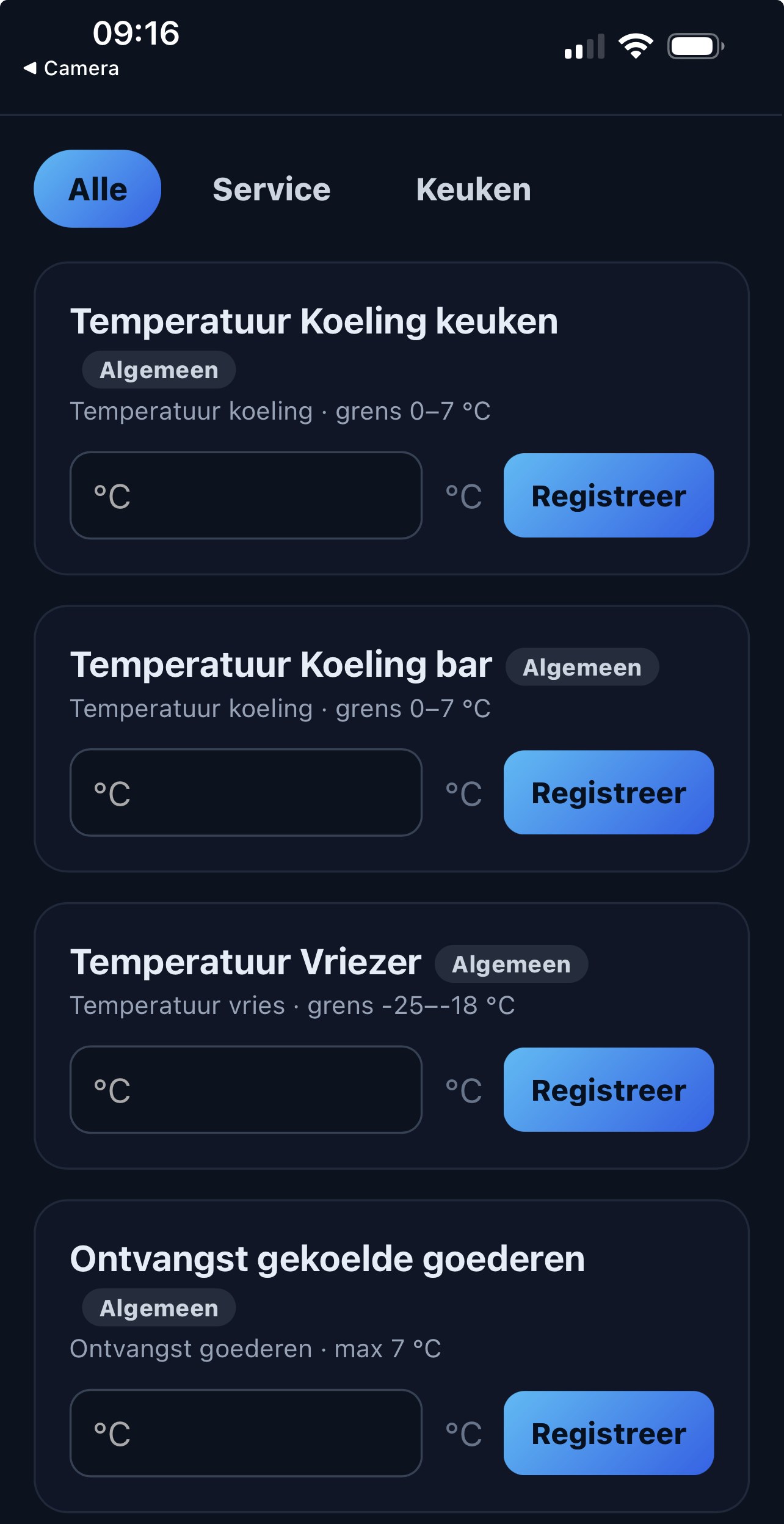 GVA Tooling HACCP-registratie op de telefoon